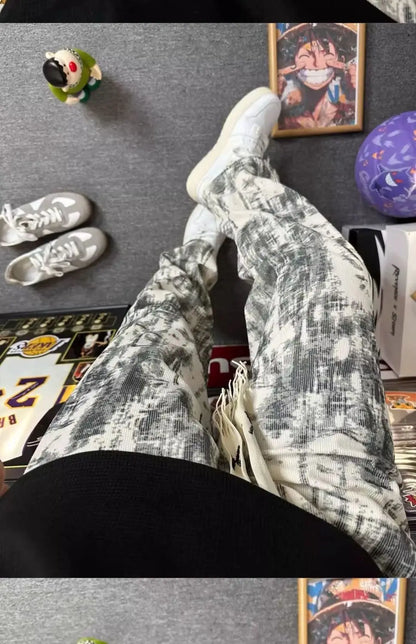 Retro Tie-Dye Straight-Leg Pants