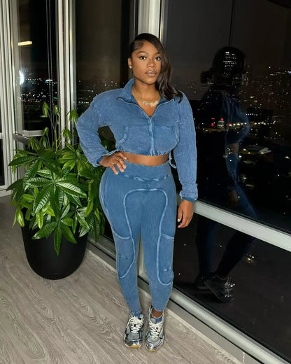Washed Knitted Two-Piece Set