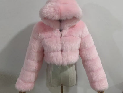 Faux Fur Cropped Fluffy Jackets