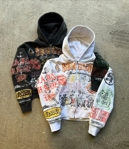 Retro Gothic Streetwear Hoodie