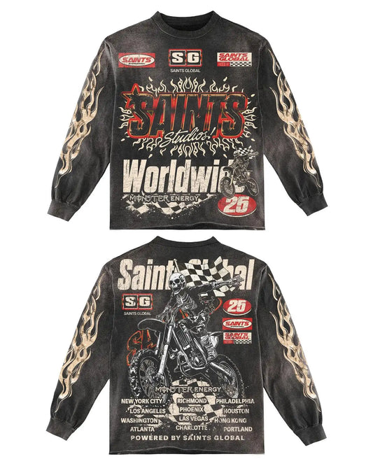 Retro Washed Skull Motorcycle Tee