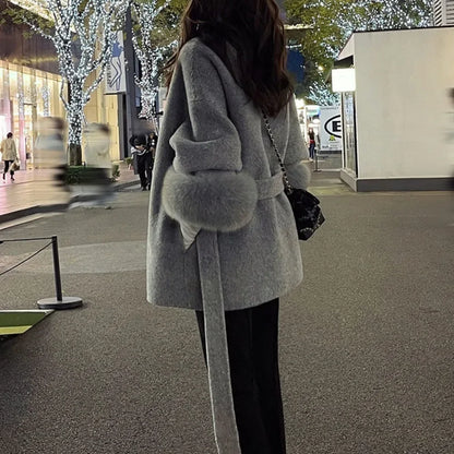 Women Wool Fur Coat