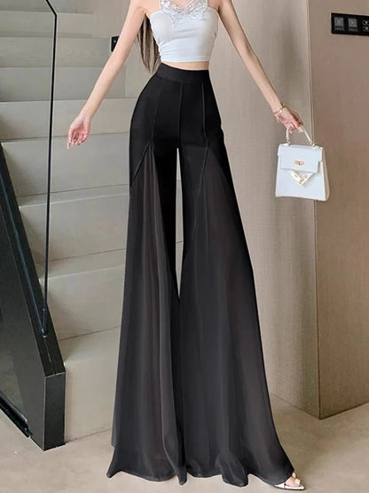 Mesh High Waist Flare Trousers