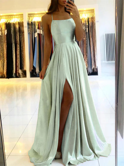 Satin Side Slit Dress
