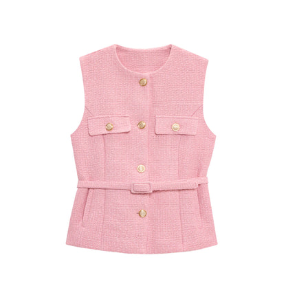 Metal Button Waistcoat Top