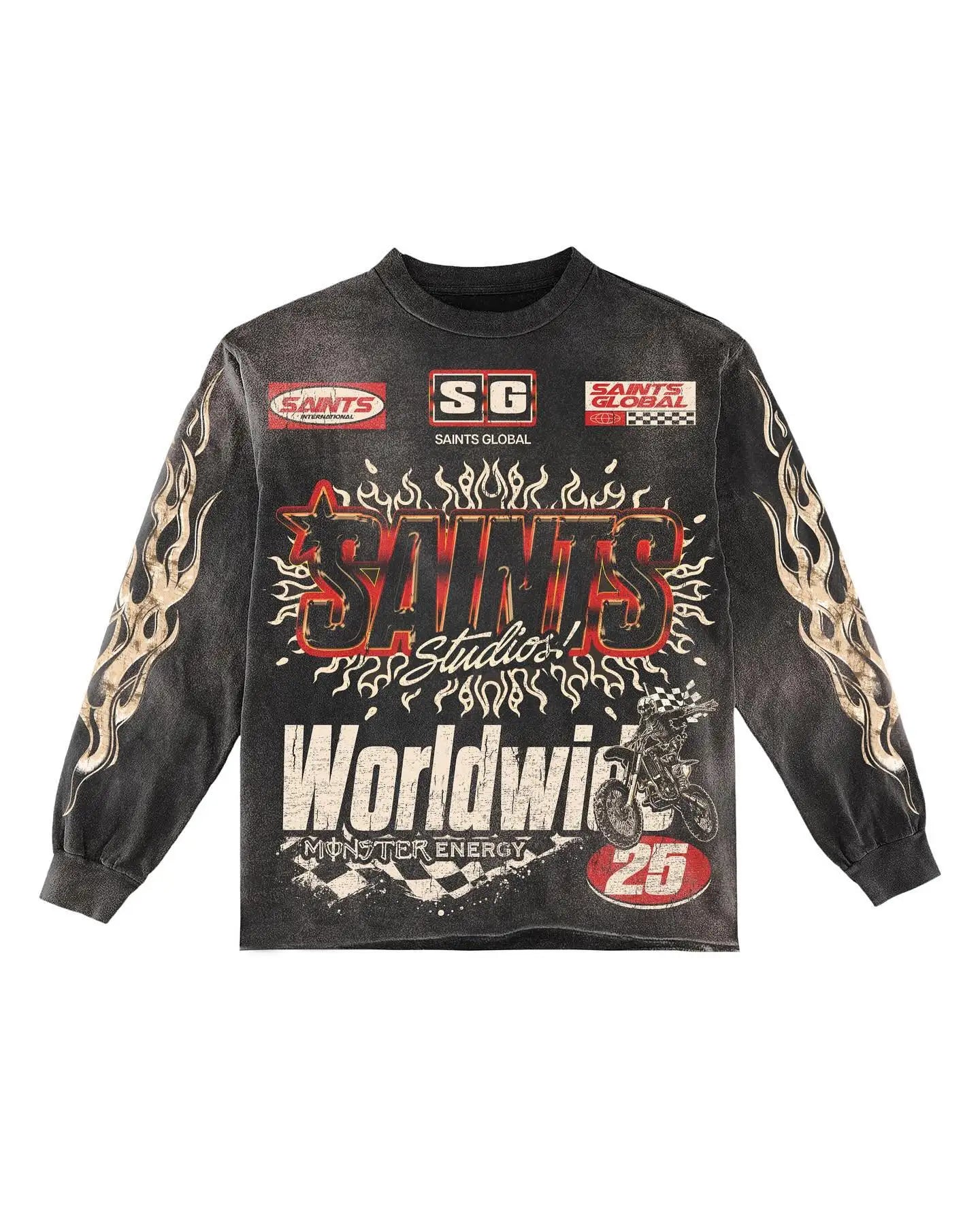 Retro Washed Skull Motorcycle Tee
