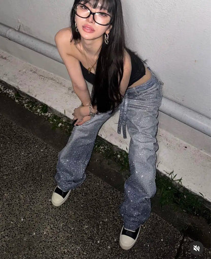 Sequin Rhinestone Jeans
