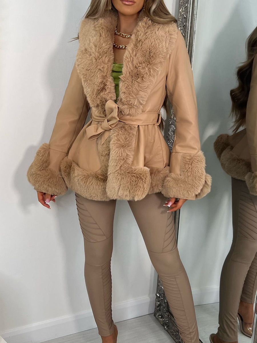 Women Leather Fur Jacket
