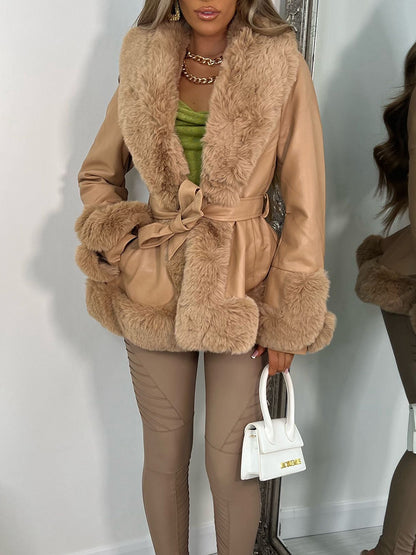 Women Leather Fur Jacket