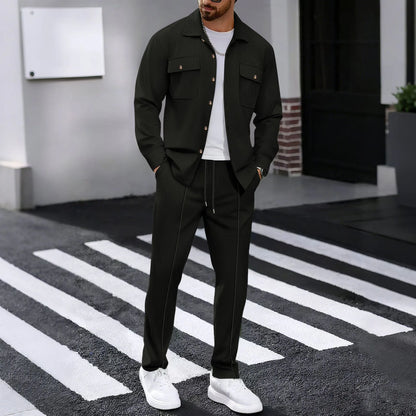 Solid Color Cardigan Set