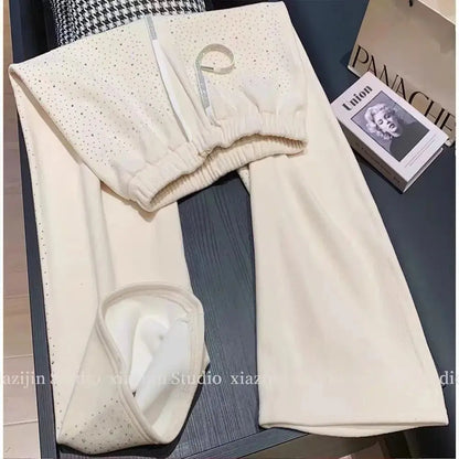 Velvet Rhinestone Wide Leg Pants
