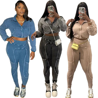 Washed Knitted Two-Piece Set