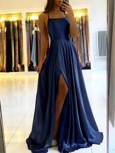 Satin Side Slit Dress