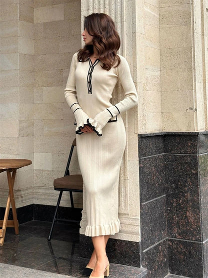 Knit Ruffled Maxi Dress
