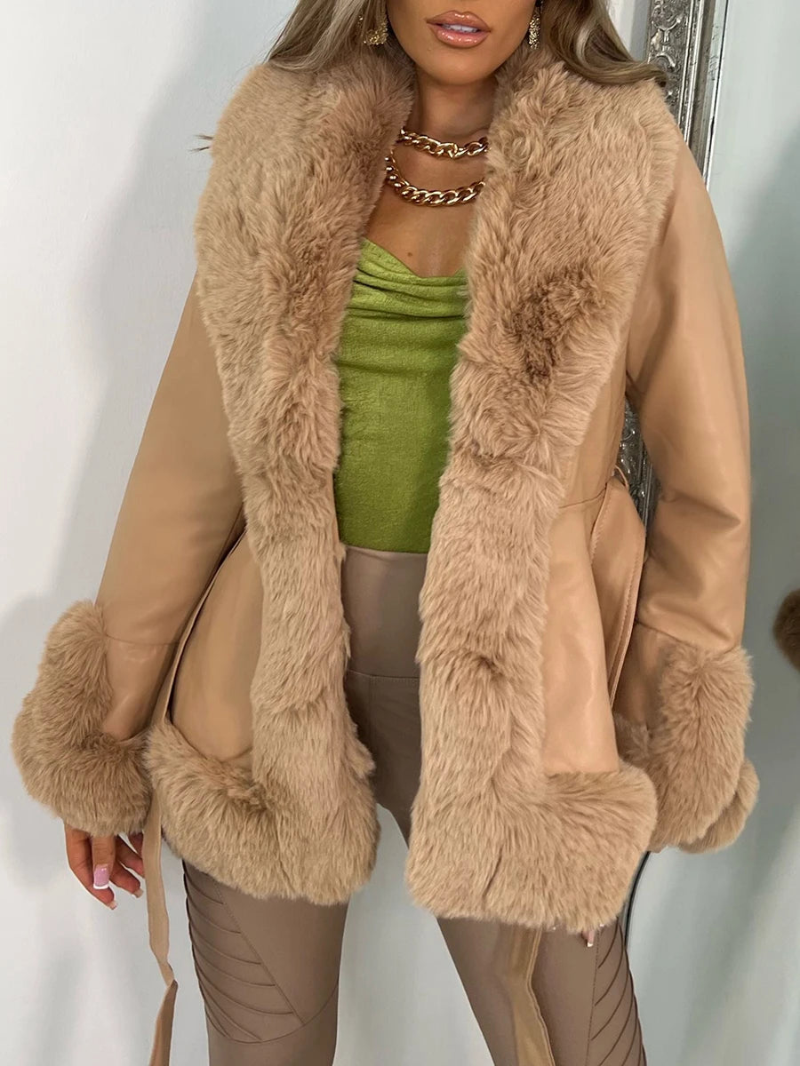 Women Leather Fur Jacket