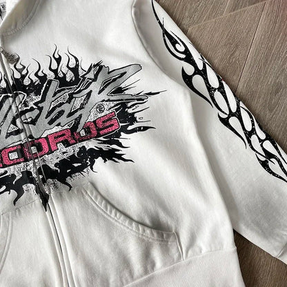 HS Flame Glitter Zip-Up Hoodie