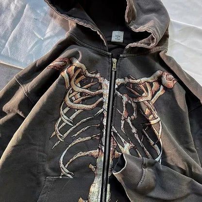 Y2K Skull Zip Hoodie