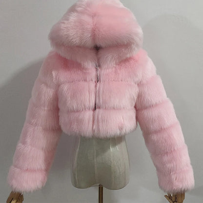 Faux Fur Cropped Fluffy Jackets