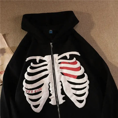 Y2K Skull Zip Hoodie