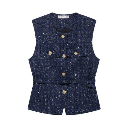 Metal Button Waistcoat Top