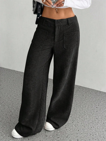 Retro Corduroy Wide-Leg Pants