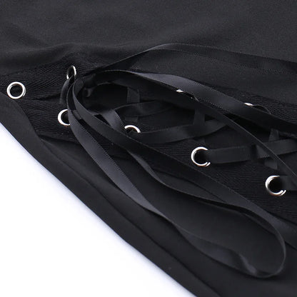 Black Punk Lace Up Flared Pants