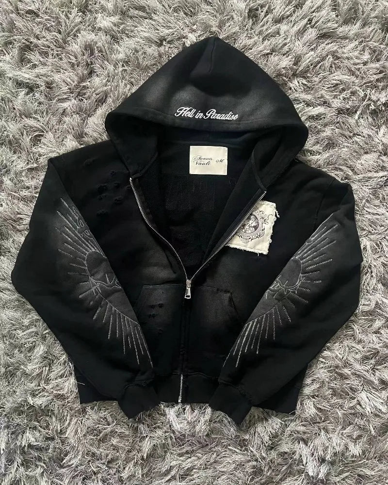 Embroidery Patch Sweater Hoodie