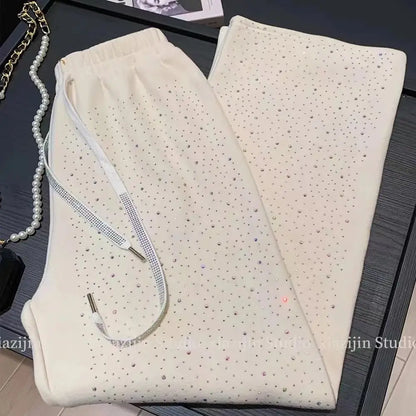 Velvet Rhinestone Wide Leg Pants