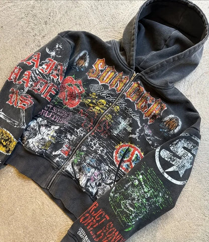 Retro Gothic Streetwear Hoodie