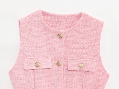 Metal Button Waistcoat Top