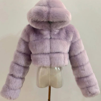 Faux Fur Cropped Fluffy Jackets