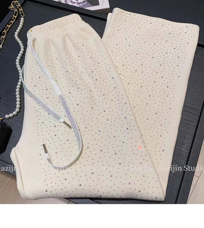 Velvet Rhinestone Wide Leg Pants