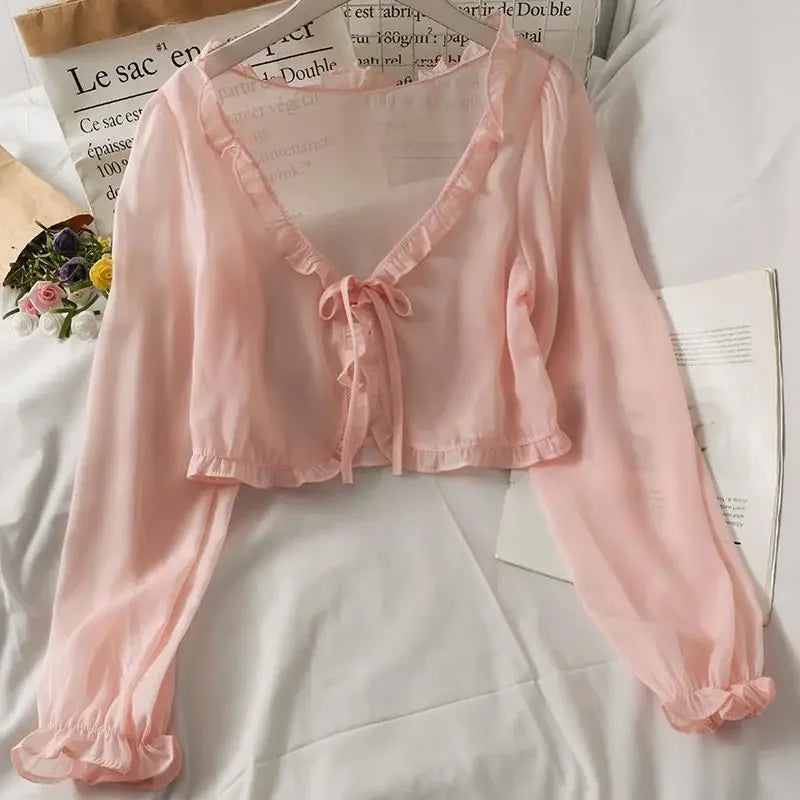 Lace Bow Cardigan Top