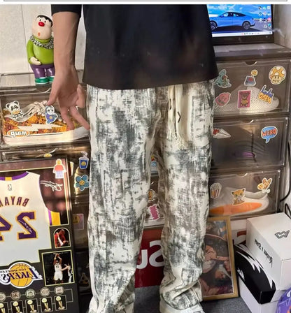 Retro Tie-Dye Straight-Leg Pants