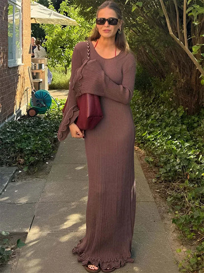 Women Lace-Up Maxi Dress