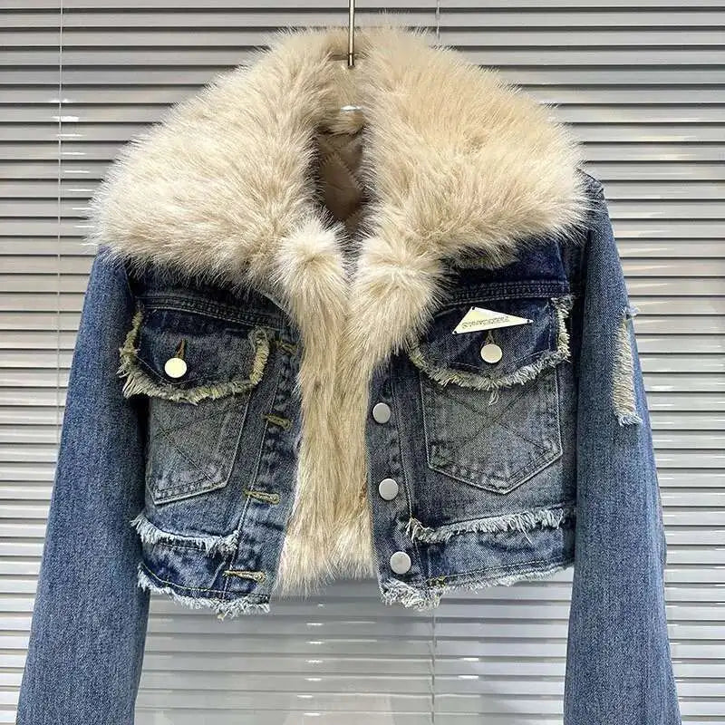 Women's Fur Collar Denim Jacket