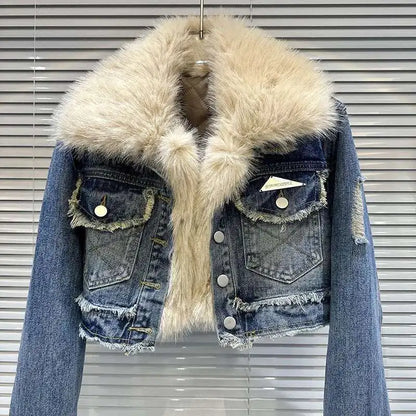 Women's Fur Collar Denim Jacket