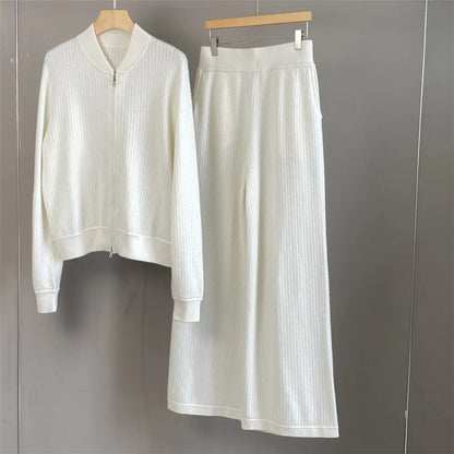 Cashmere Zipper Cardigan Set