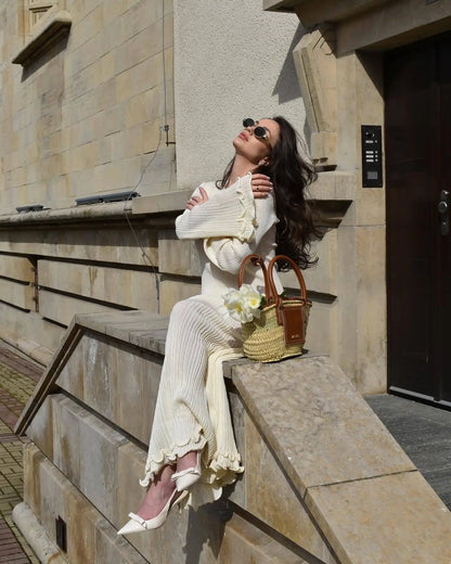 Women Lace-Up Maxi Dress