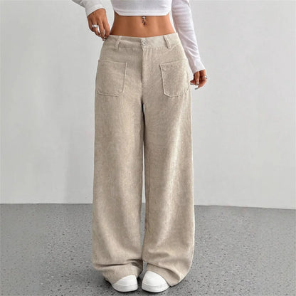 Retro Corduroy Wide-Leg Pants