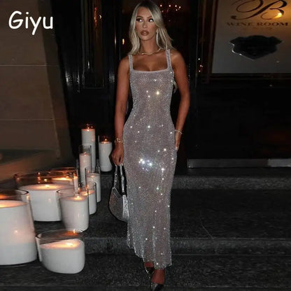 Sexy Backless Sequined Maxi Dress