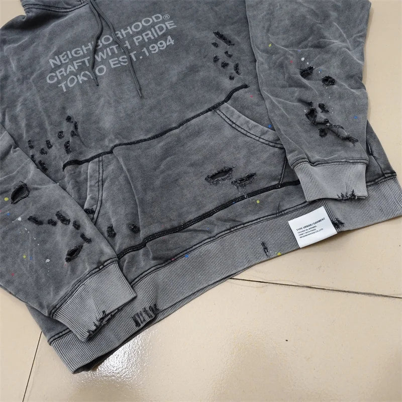 Vintage Ink Splatter Washed Hoodie