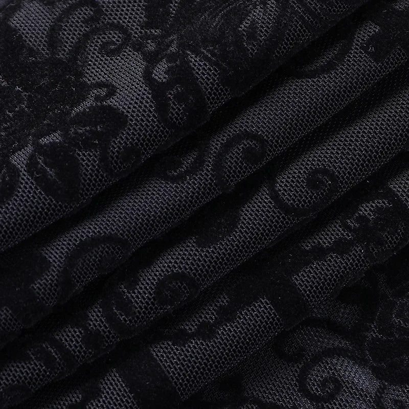 Y2K Gothic Lace Flare Mesh Pants