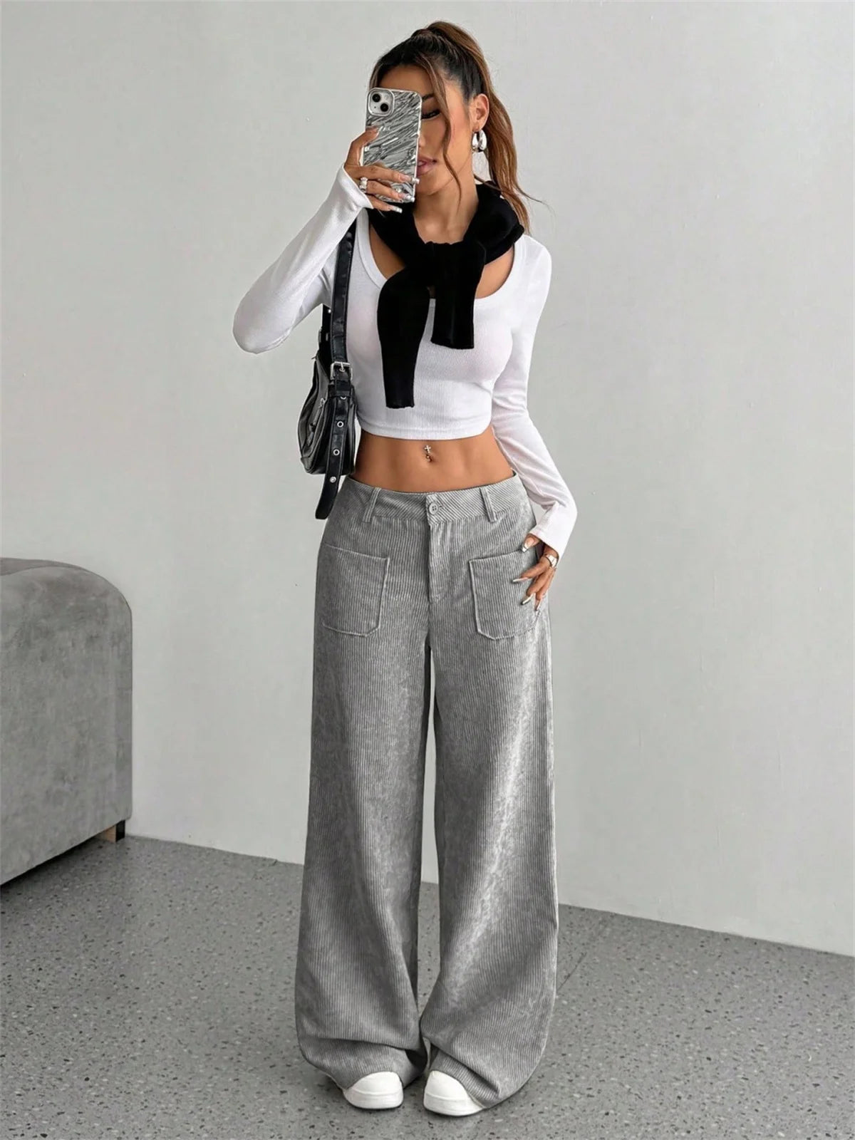 Retro Corduroy Wide-Leg Pants