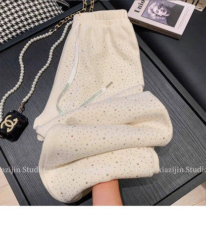 Velvet Rhinestone Wide Leg Pants