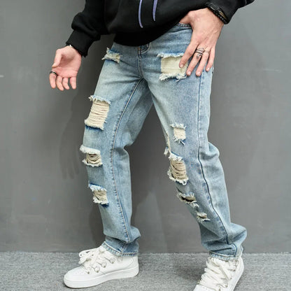 Men’s Ripped Straight Jeans
