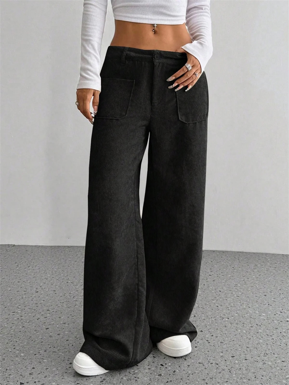 Retro Corduroy Wide-Leg Pants