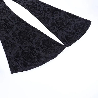 Y2K Gothic Lace Flare Mesh Pants