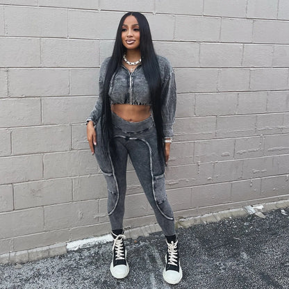 Washed Knitted Two-Piece Set