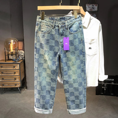 Men’s Plaid Denim Pants